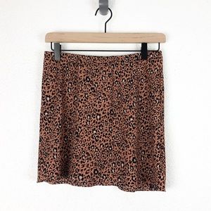 Sky & Sparrow Leopard Print Skirt Mini Slip Brown